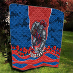 Personalized Newcastle Knights ANZAC Tribute Quilt Poppy Field Soldier Silhouette Aboriginal Rugby Mascot
