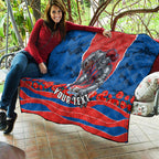 Personalized Newcastle Knights ANZAC Tribute Quilt Poppy Field Soldier Silhouette Aboriginal Rugby Mascot