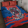 Personalized Newcastle Knights ANZAC Tribute Quilt Bed Set Poppy Field Soldier Silhouette Aboriginal Rugby Mascot