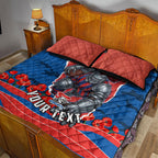 Personalized Newcastle Knights ANZAC Tribute Quilt Bed Set Poppy Field Soldier Silhouette Aboriginal Rugby Mascot