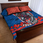 Personalized Newcastle Knights ANZAC Tribute Quilt Bed Set Poppy Field Soldier Silhouette Aboriginal Rugby Mascot