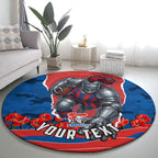 Personalized Newcastle Knights ANZAC Tribute Round Carpet Poppy Field Soldier Silhouette Aboriginal Rugby Mascot