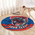 Personalized Newcastle Knights ANZAC Tribute Round Carpet Poppy Field Soldier Silhouette Aboriginal Rugby Mascot