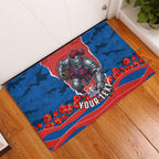 Personalized Newcastle Knights ANZAC Tribute Rubber Doormat Poppy Field Soldier Silhouette Aboriginal Rugby Mascot