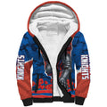 Personalized Newcastle Knights ANZAC Tribute Sherpa Hoodie Poppy Field Soldier Silhouette Aboriginal Rugby Mascot