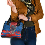 Personalized Newcastle Knights ANZAC Tribute Shoulder Handbag Poppy Field Soldier Silhouette Aboriginal Rugby Mascot