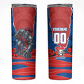 Personalized Newcastle Knights ANZAC Tribute Skinny Tumbler Poppy Field Soldier Silhouette Aboriginal Rugby Mascot