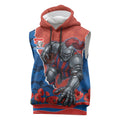 Personalized Newcastle Knights ANZAC Tribute Sleeveless Hoodie Poppy Field Soldier Silhouette Aboriginal Rugby Mascot