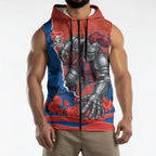 Personalized Newcastle Knights ANZAC Tribute Sleeveless Zip Hoodie Poppy Field Soldier Silhouette Aboriginal Rugby Mascot