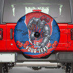 Personalized Newcastle Knights ANZAC Tribute Spare Tire Cover Poppy Field Soldier Silhouette Aboriginal Rugby Mascot