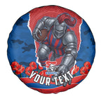 Personalized Newcastle Knights ANZAC Tribute Spare Tire Cover Poppy Field Soldier Silhouette Aboriginal Rugby Mascot
