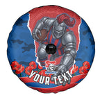 Personalized Newcastle Knights ANZAC Tribute Spare Tire Cover Poppy Field Soldier Silhouette Aboriginal Rugby Mascot