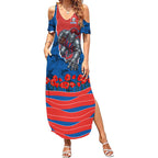 Personalized Newcastle Knights ANZAC Tribute Summer Maxi Dress Poppy Field Soldier Silhouette Aboriginal Rugby Mascot