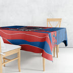 Personalized Newcastle Knights ANZAC Tribute Tablecloth Poppy Field Soldier Silhouette Aboriginal Rugby Mascot
