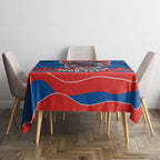 Personalized Newcastle Knights ANZAC Tribute Tablecloth Poppy Field Soldier Silhouette Aboriginal Rugby Mascot
