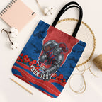 Personalized Newcastle Knights ANZAC Tribute Tote Bag Poppy Field Soldier Silhouette Aboriginal Rugby Mascot