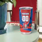 Personalized Newcastle Knights ANZAC Tribute Tumbler Cup Poppy Field Soldier Silhouette Aboriginal Rugby Mascot