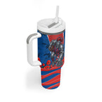 Personalized Newcastle Knights ANZAC Tribute Tumbler With Handle Poppy Field Soldier Silhouette Aboriginal Rugby Mascot