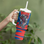 Personalized Newcastle Knights ANZAC Tribute Tumbler With Handle Poppy Field Soldier Silhouette Aboriginal Rugby Mascot
