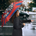 Personalized Newcastle Knights ANZAC Tribute Umbrella Poppy Field Soldier Silhouette Aboriginal Rugby Mascot