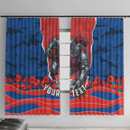 Personalized Newcastle Knights ANZAC Tribute Window Curtain Poppy Field Soldier Silhouette Aboriginal Rugby Mascot