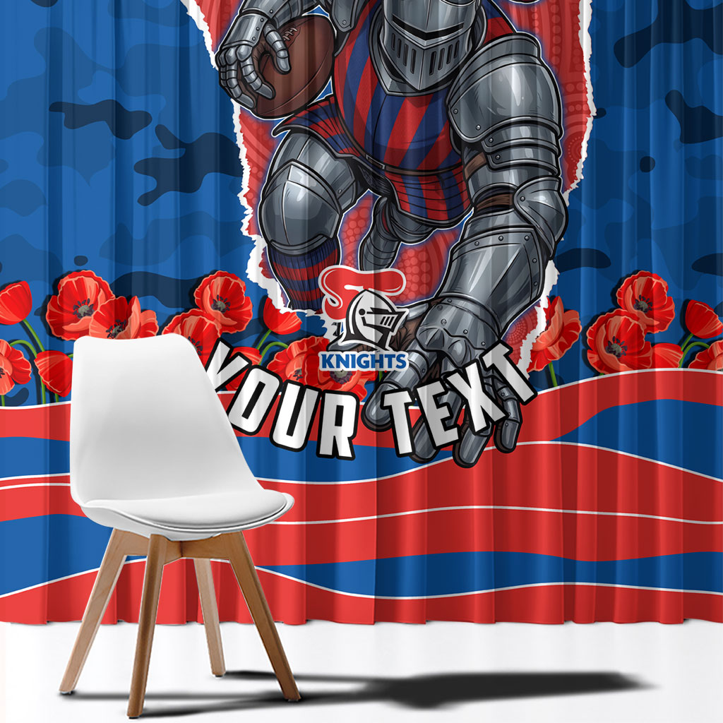 Personalized Newcastle Knights ANZAC Tribute Window Curtain Poppy Field Soldier Silhouette Aboriginal Rugby Mascot