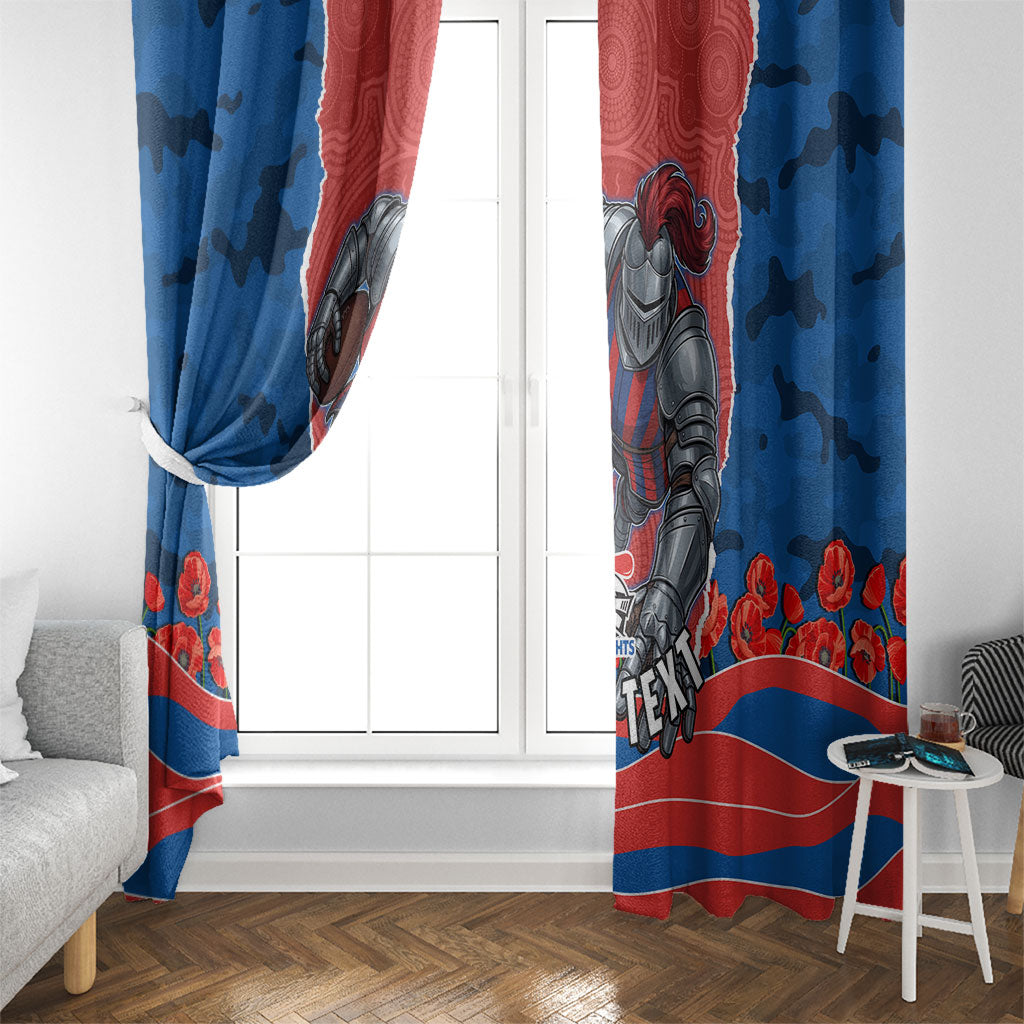 Personalized Newcastle Knights ANZAC Tribute Window Curtain Poppy Field Soldier Silhouette Aboriginal Rugby Mascot