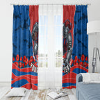 Personalized Newcastle Knights ANZAC Tribute Window Curtain Poppy Field Soldier Silhouette Aboriginal Rugby Mascot