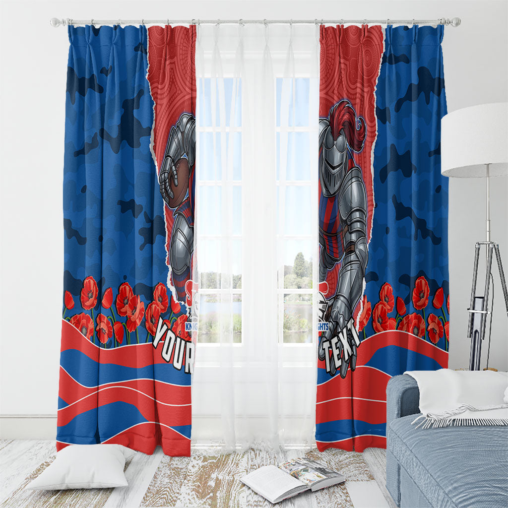 Personalized Newcastle Knights ANZAC Tribute Window Curtain Poppy Field Soldier Silhouette Aboriginal Rugby Mascot