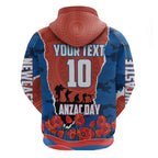 Personalized Newcastle Knights ANZAC Tribute Zip Hoodie Poppy Field Soldier Silhouette Aboriginal Rugby Mascot