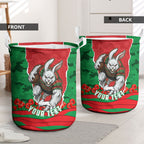 Personalized South Sydney Rabbitohs ANZAC Tribute Laundry Basket Poppy Field Soldier Silhouette Aboriginal Rugby Mascot