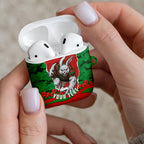 Personalized South Sydney Rabbitohs ANZAC Tribute AirPods Case Poppy Field Soldier Silhouette Aboriginal Rugby Mascot