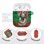 Personalized South Sydney Rabbitohs ANZAC Tribute AirPods Case Poppy Field Soldier Silhouette Aboriginal Rugby Mascot