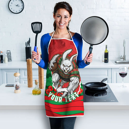 Personalized South Sydney Rabbitohs ANZAC Tribute Apron Poppy Field Soldier Silhouette Aboriginal Rugby Mascot