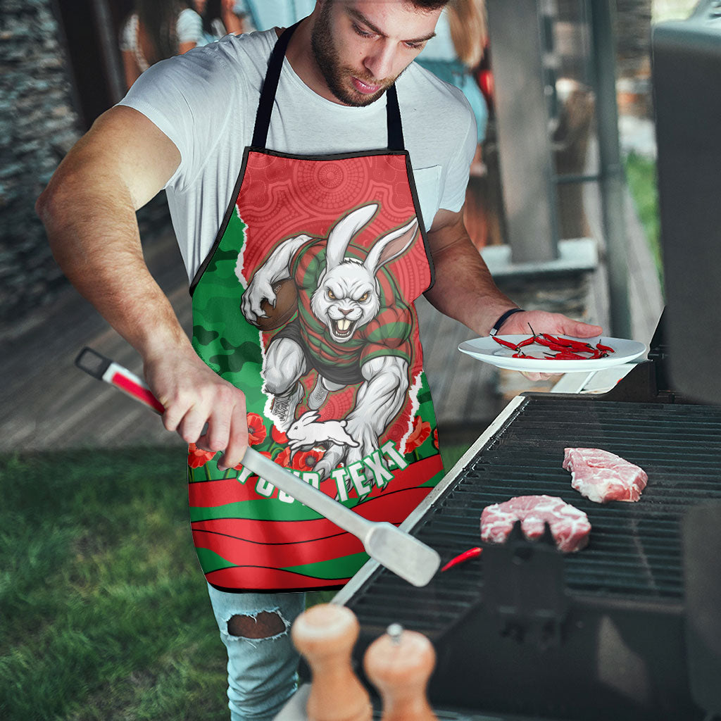 Personalized South Sydney Rabbitohs ANZAC Tribute Apron Poppy Field Soldier Silhouette Aboriginal Rugby Mascot