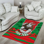 Personalized South Sydney Rabbitohs ANZAC Tribute Area Rug Poppy Field Soldier Silhouette Aboriginal Rugby Mascot