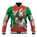 Personalized South Sydney Rabbitohs ANZAC Tribute Baseball Jacket Poppy Field Soldier Silhouette Aboriginal Rugby Mascot