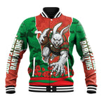 Personalized South Sydney Rabbitohs ANZAC Tribute Baseball Jacket Poppy Field Soldier Silhouette Aboriginal Rugby Mascot