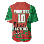 Personalized South Sydney Rabbitohs ANZAC Tribute Baseball Jersey Poppy Field Soldier Silhouette Aboriginal Rugby Mascot