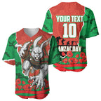 Personalized South Sydney Rabbitohs ANZAC Tribute Baseball Jersey Poppy Field Soldier Silhouette Aboriginal Rugby Mascot
