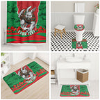 Personalized South Sydney Rabbitohs ANZAC Tribute Bathroom Set Poppy Field Soldier Silhouette Aboriginal Rugby Mascot