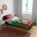 Personalized South Sydney Rabbitohs ANZAC Tribute Bedding Set Poppy Field Soldier Silhouette Aboriginal Rugby Mascot