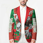 Personalized South Sydney Rabbitohs ANZAC Tribute Blazer Poppy Field Soldier Silhouette Aboriginal Rugby Mascot