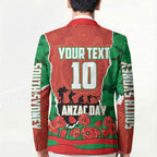 Personalized South Sydney Rabbitohs ANZAC Tribute Blazer Poppy Field Soldier Silhouette Aboriginal Rugby Mascot