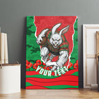 Personalized South Sydney Rabbitohs ANZAC Tribute Canvas Wall Art Poppy Field Soldier Silhouette Aboriginal Rugby Mascot