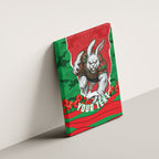 Personalized South Sydney Rabbitohs ANZAC Tribute Canvas Wall Art Poppy Field Soldier Silhouette Aboriginal Rugby Mascot