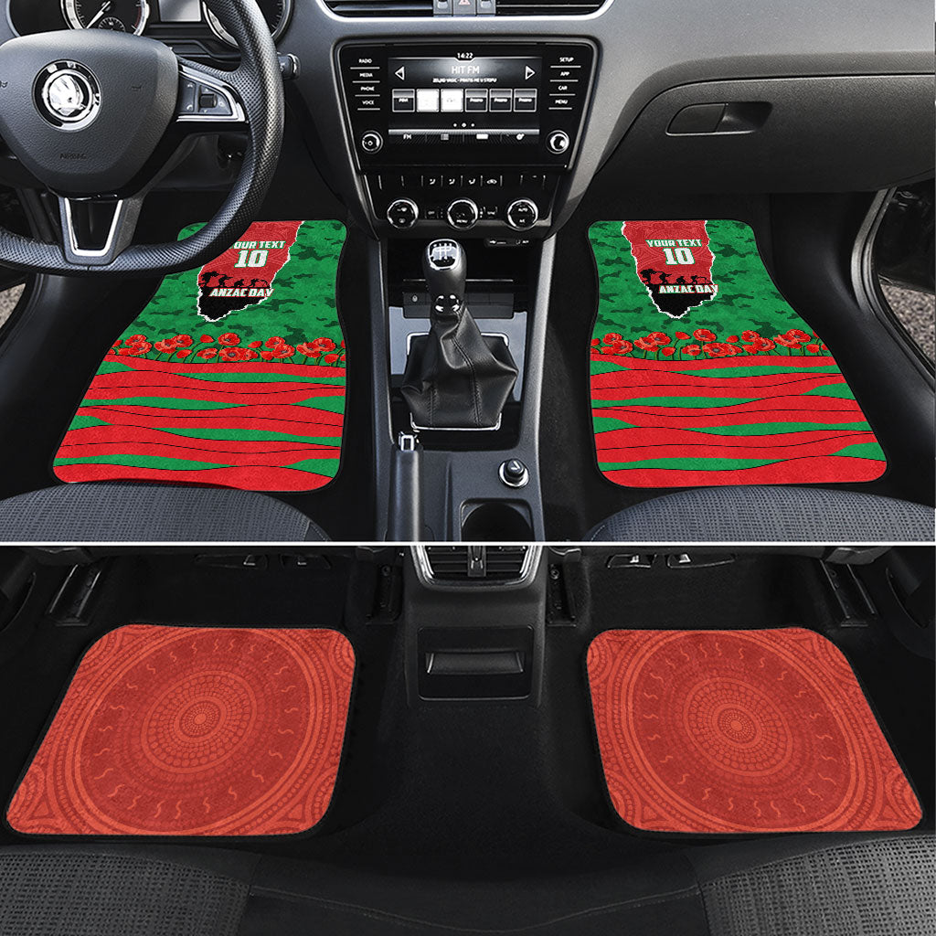 Personalized South Sydney Rabbitohs ANZAC Tribute Car Mats Poppy Field Soldier Silhouette Aboriginal Rugby Mascot