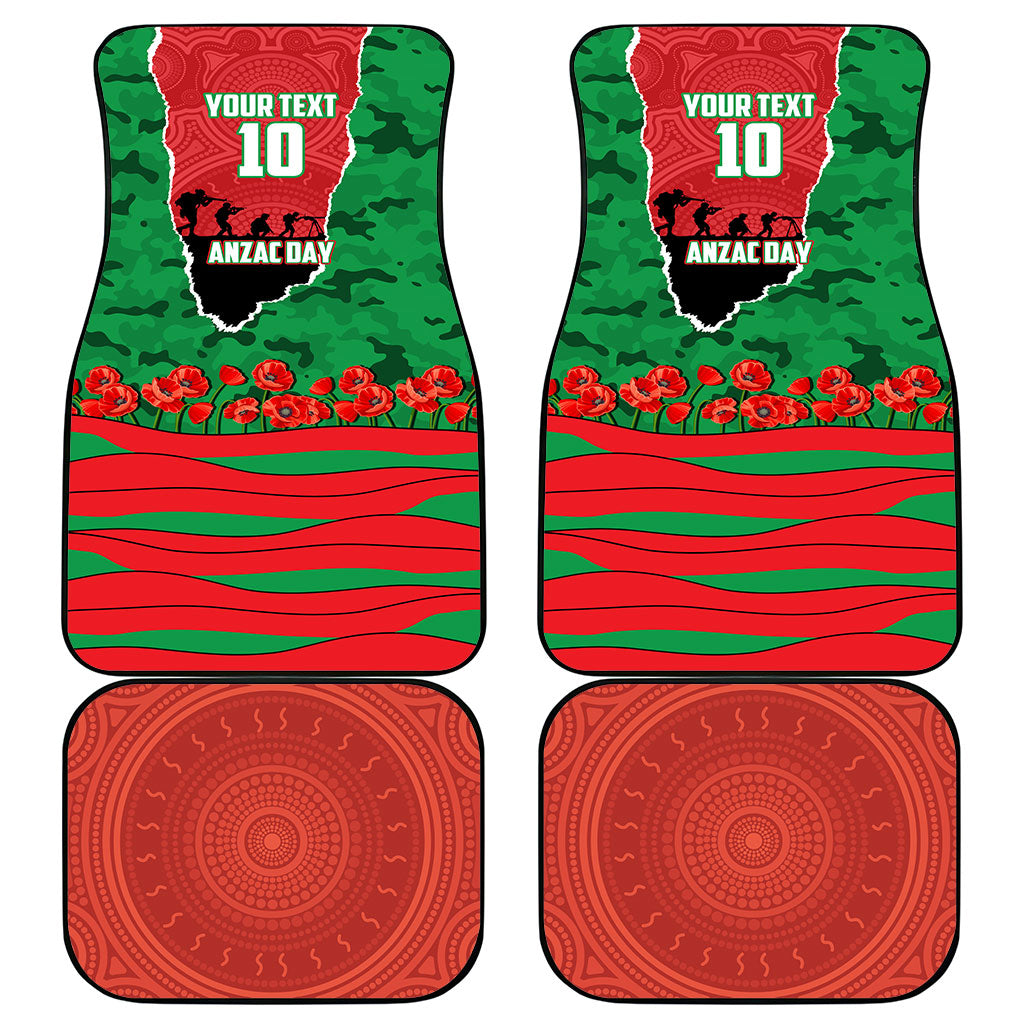 Personalized South Sydney Rabbitohs ANZAC Tribute Car Mats Poppy Field Soldier Silhouette Aboriginal Rugby Mascot