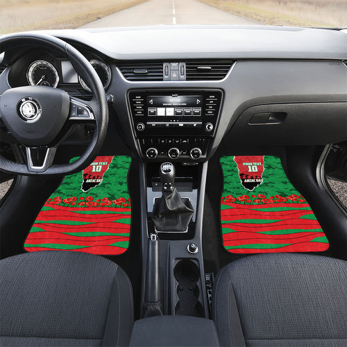 Personalized South Sydney Rabbitohs ANZAC Tribute Car Mats Poppy Field Soldier Silhouette Aboriginal Rugby Mascot