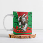 Personalized South Sydney Rabbitohs ANZAC Tribute Ceramic Mug Poppy Field Soldier Silhouette Aboriginal Rugby Mascot